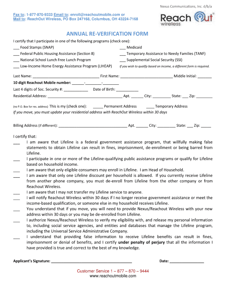 Reachoutwireless Re Verification Fillable Forms