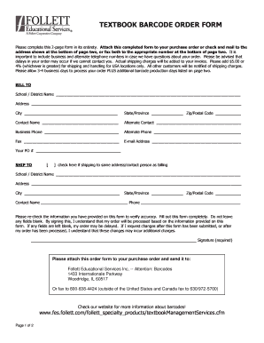 Follett Barcode Order Form