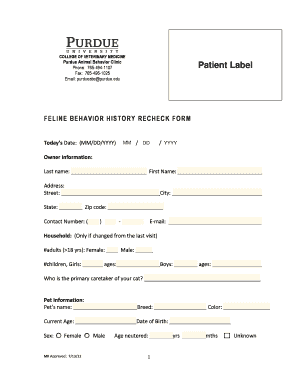  Veterinary Form 2012-2024