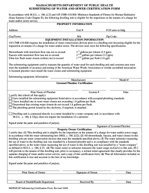  Mass Submetering of Water and Sewer Certification Form 2006