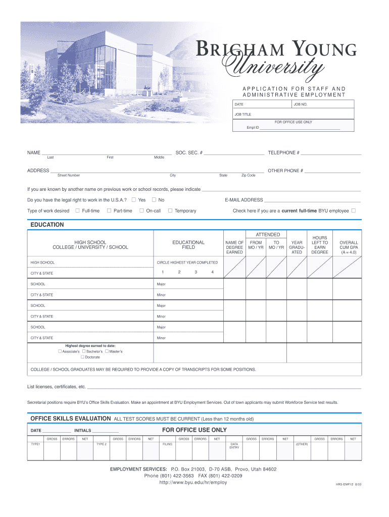  Police Employment Application 2003-2024