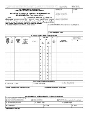 Usda Form Record of Acquisition Disposition or Transport