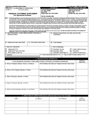 FINANCIAL STATEMENT SUPPLEMENT Forms U S Department Forms Sc Egov Usda