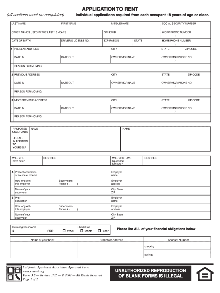 Online Fillable California Apartment Association Approved Form