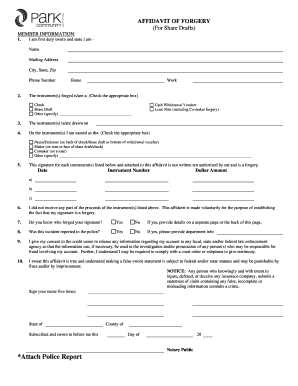 Affidavit of Forgery Template  Form