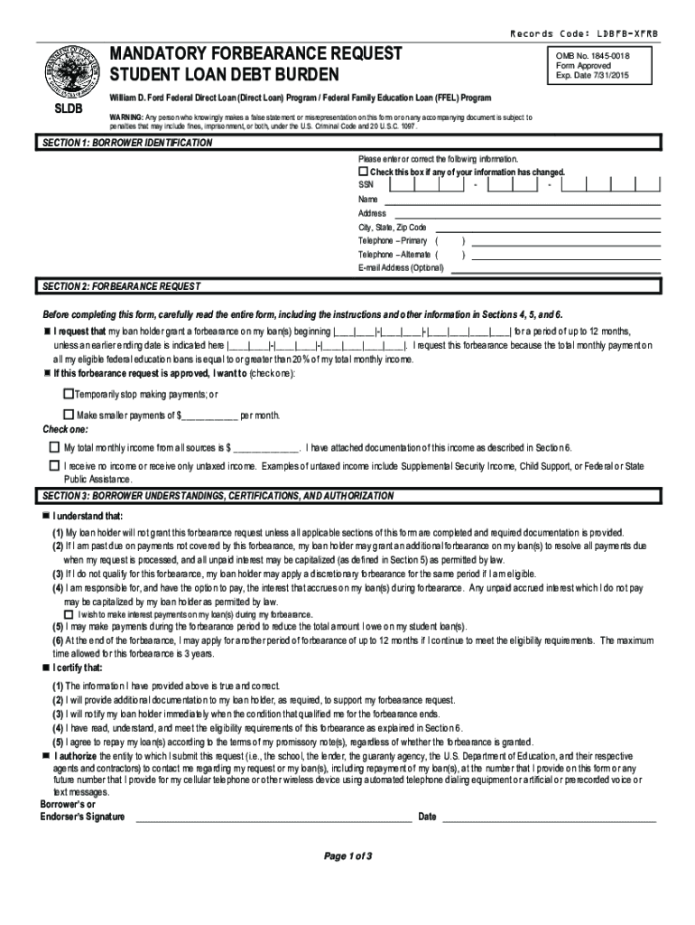 Get and Sign Form Forbearance PDF 2015-2022
