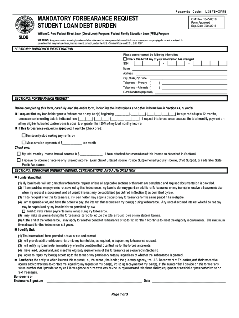  Form Forbearance PDF 2015-2024