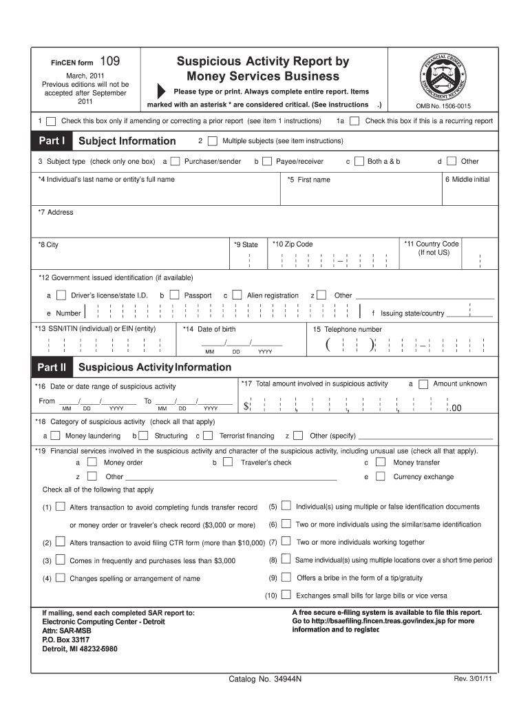 Sar Fincen 20112024 Form Fill Out and Sign Printable PDF Template