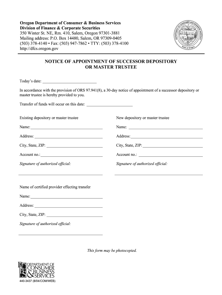  Acceptance of Successor Trustee Form 2004