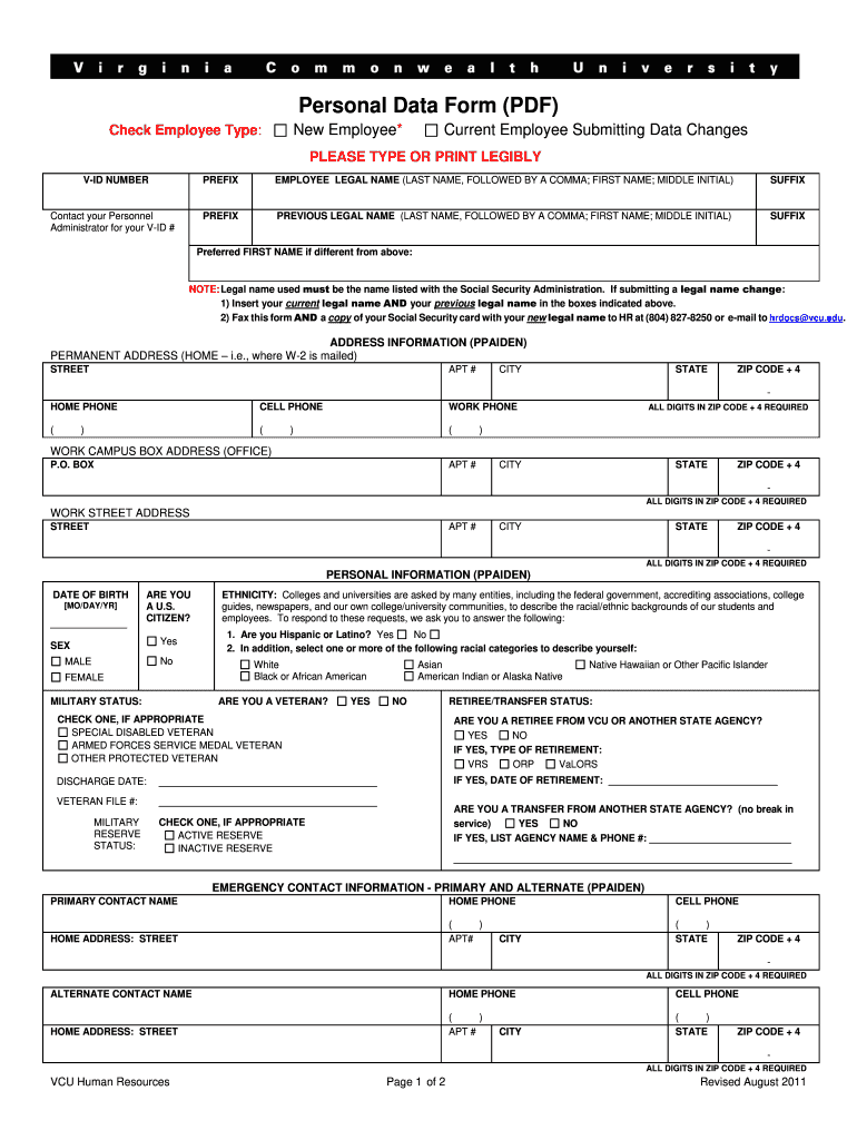 Personal Data Form Template from www.signnow.com