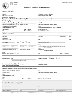 Camtc Live Scan Form