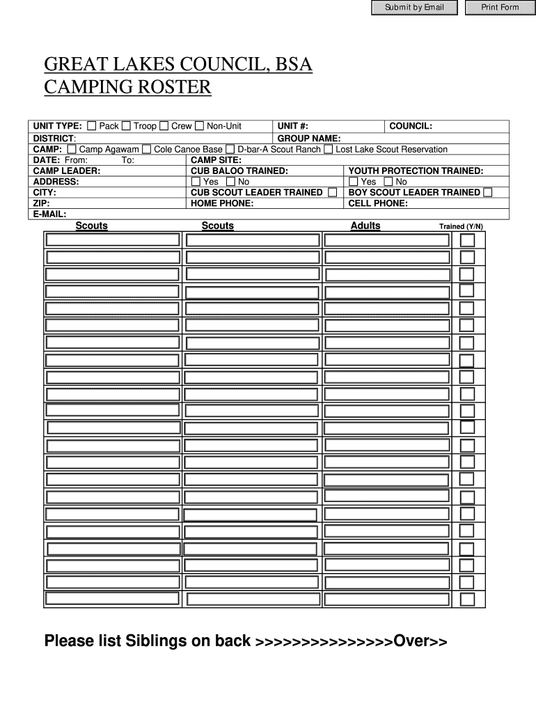 Boy Scout Roster Template  Form