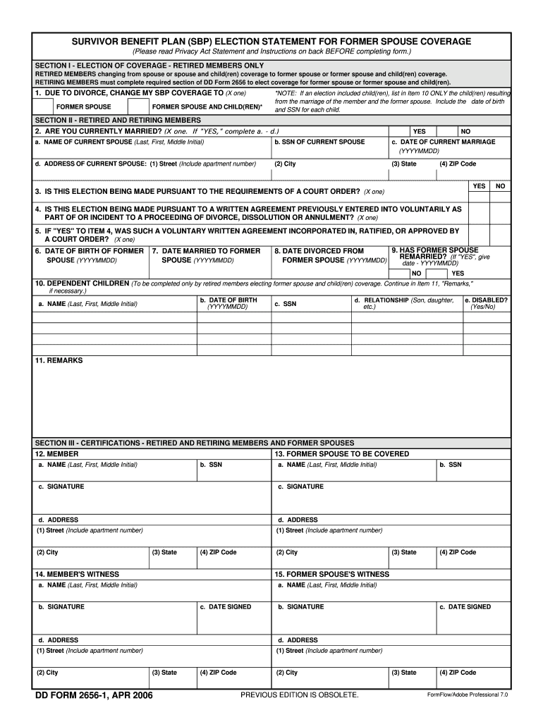  Fillable Dd Form 2656 2006