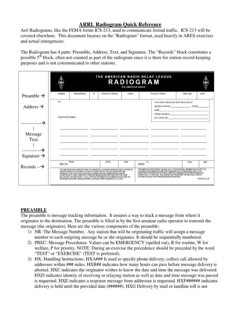 Radiogram Form