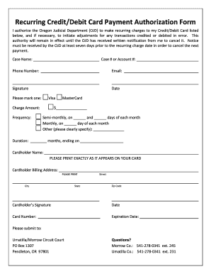 Dol Recurring Debit Form