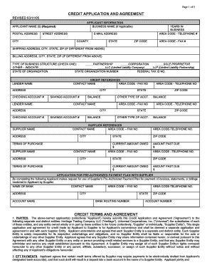 Credit Application and Agreement Form