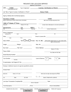 Notary Live Scan Form