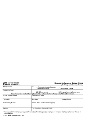 Ps 3077 Request to Forward Salary Check  Form