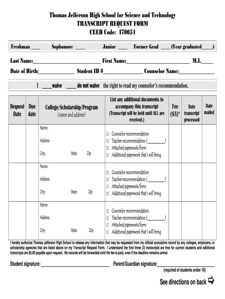 High School Transcript Form Fill Out And Sign Printable PDF Template SignNow
