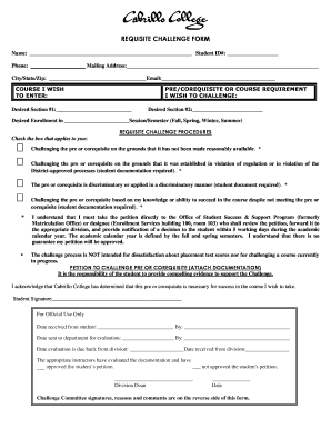 REQUISITE CHALLENGE FORM Cabrillo