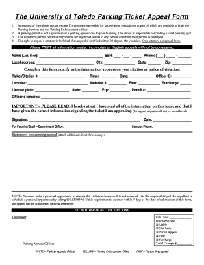 Utoledo Parking Enforcement  Form