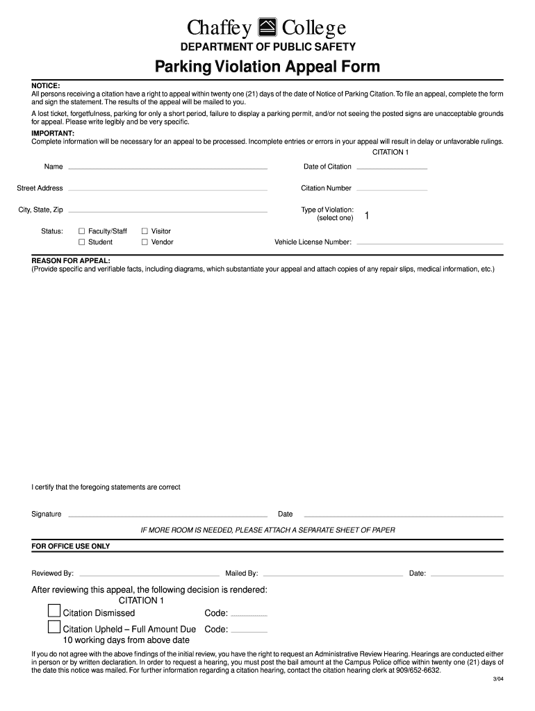 Form To Fill Out When Getting Parking Ticket Fill Out and Sign