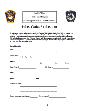 Student Police Cadet Application Form
