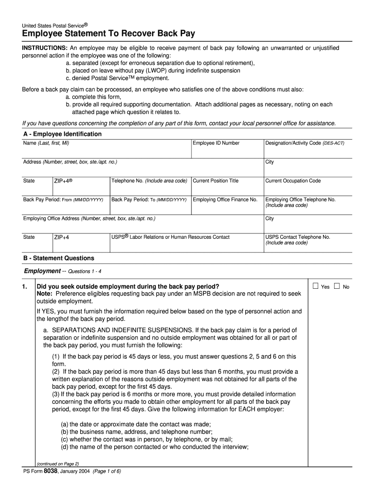 Usps Ps Form 8038