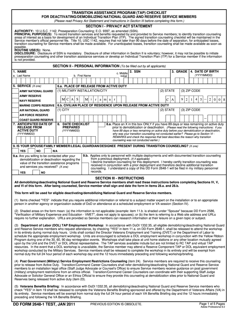 Dd Form 2648 Fillable