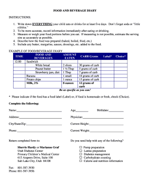  Carbohydrate Charts Printable 2012-2024