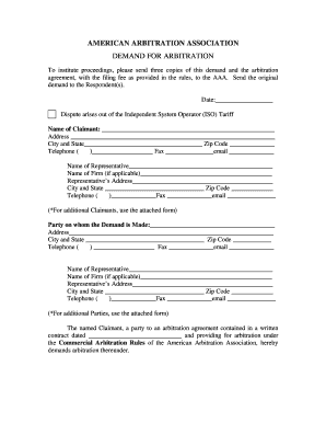 Demand for Arbitration Letter Sample  Form