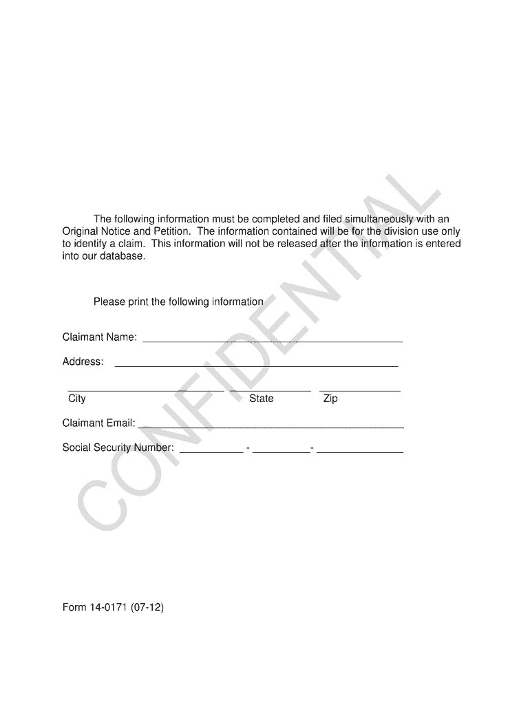 Iowa Claimants Confidential Information Form