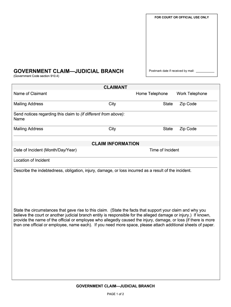 Superior Court Claim  Form