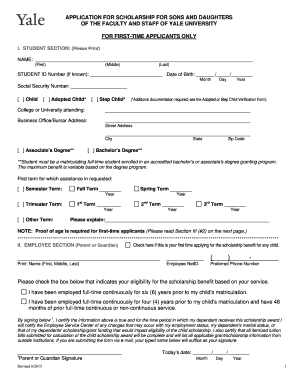 Yale University Application PDF  Form