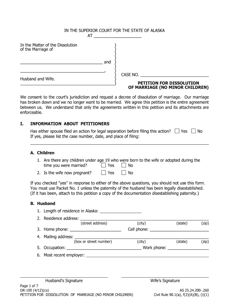  Alaska Dissolution  Form 2012