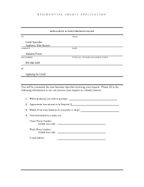 Alabama Power Appliances  Form