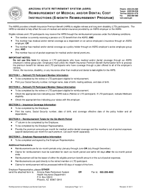 Asrs Reimbursement of Medical Andor Dental Cost Form