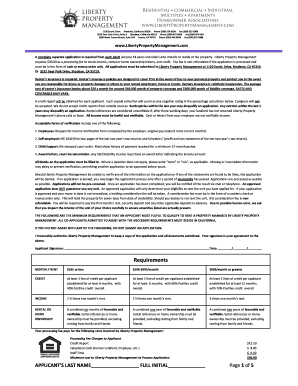 Liberty Rent Application  Form