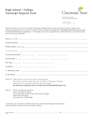 Cincinnati State Transcript  Form