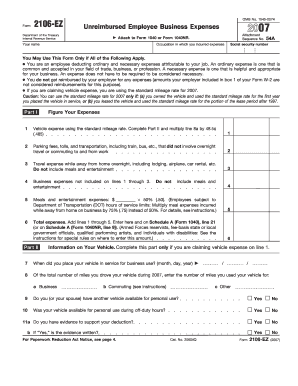 Form 2106 EZ Internal Revenue Service