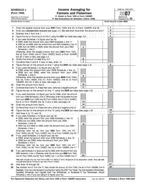 Income Averaging for Farmers and Fishermen SCHEDULE J Form 1040 Department of the Treasury Internal Revenue Service OMB No