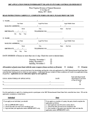 Applications and Rules West Virginia Division of Natural Resources Wvdnr  Form