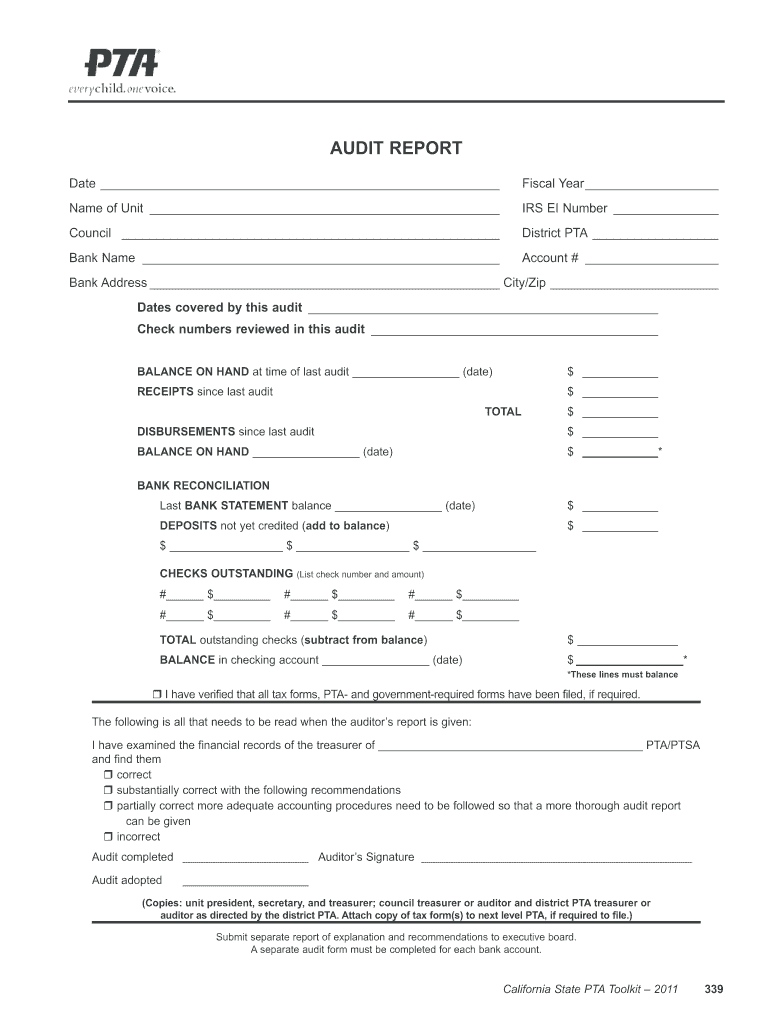  Pta Audit Form 2011-2024