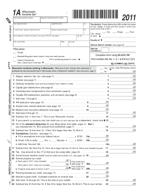 Wisconsin Tax Form 1a Fillable
