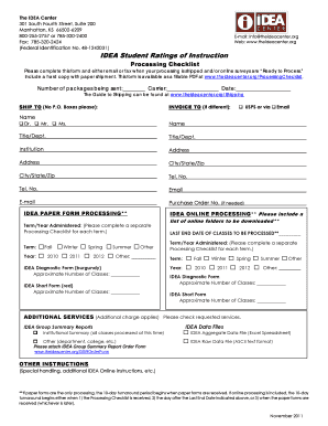 Processing Checklist the IDEA Center Theideacenter  Form