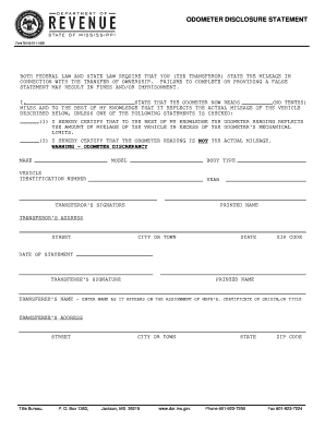 Odometer Disclosure Statement Cleveland Form