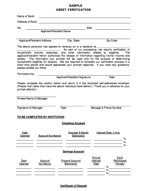 Asset Verification Form