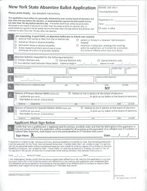 New York State Absentee Ballot Application Fillable Form