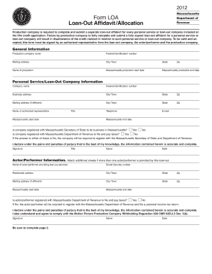  Loa Loan Out Affidavit Massasscushetts 2020