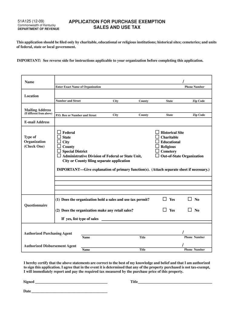  Kentucky Exemption Tax Form 2009